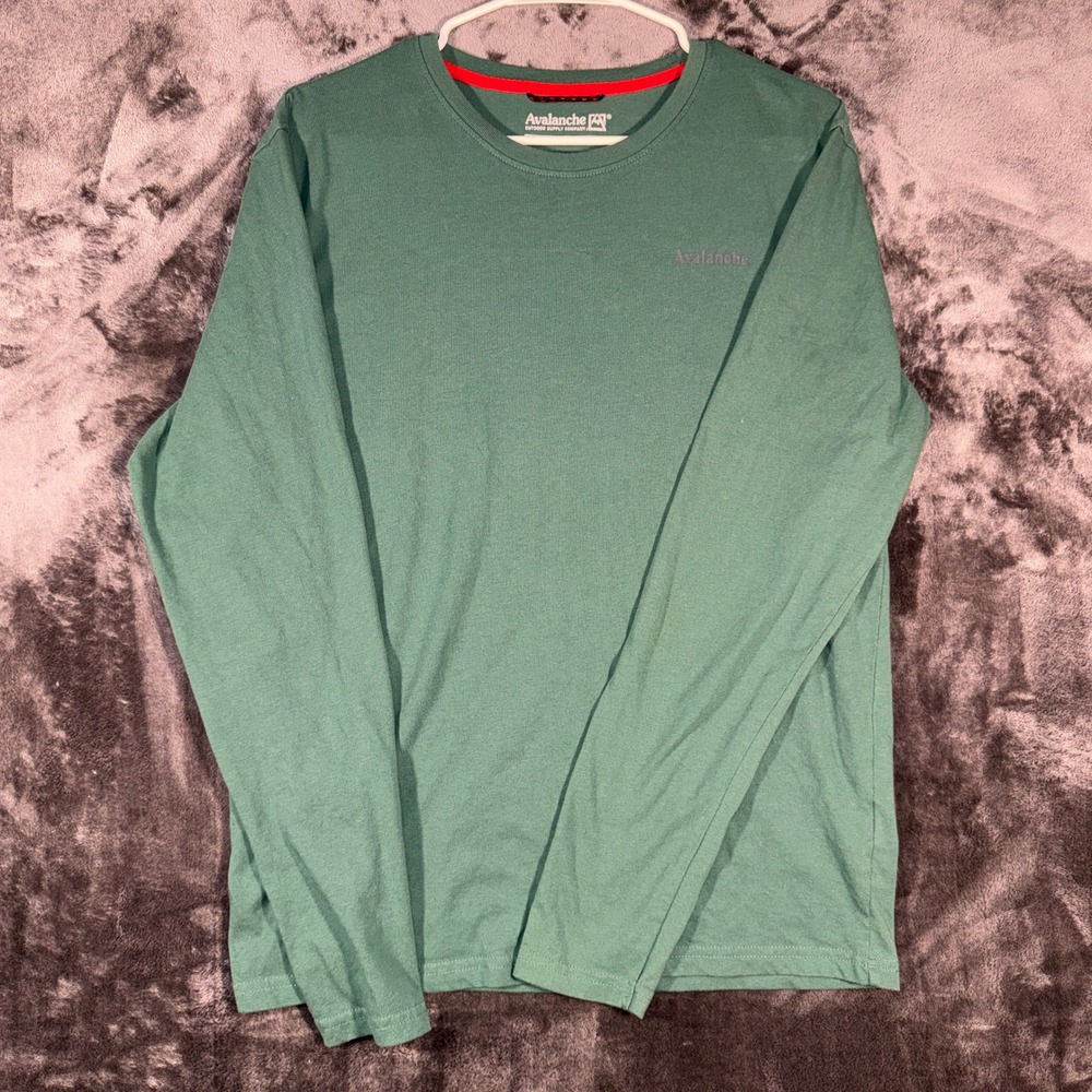 Avalanche Outdoor Supply Co Mens Small Green Long Sleeve T-Shirt Crew‎ Neck